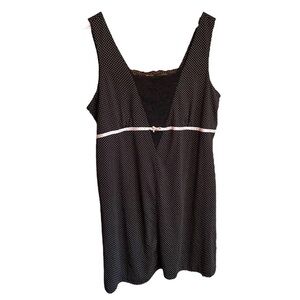 Addition Elle Plus Size Black with White Dot Nightie - Size 2XL